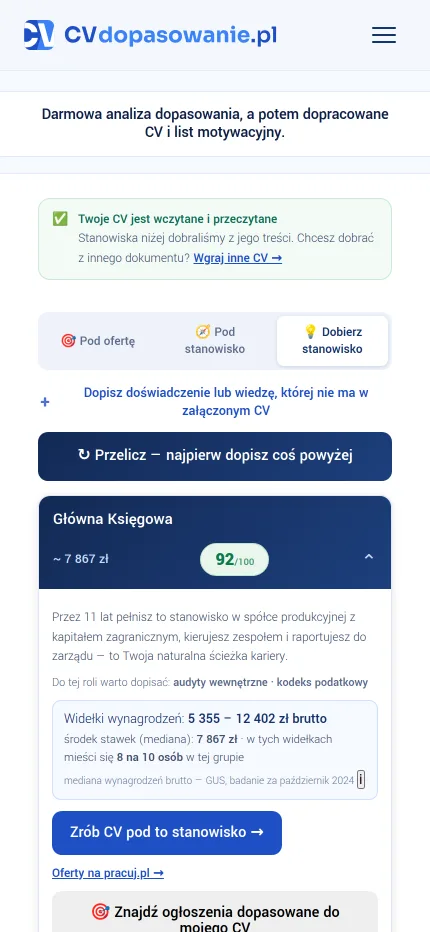 Dobór stanowisk z widełkami