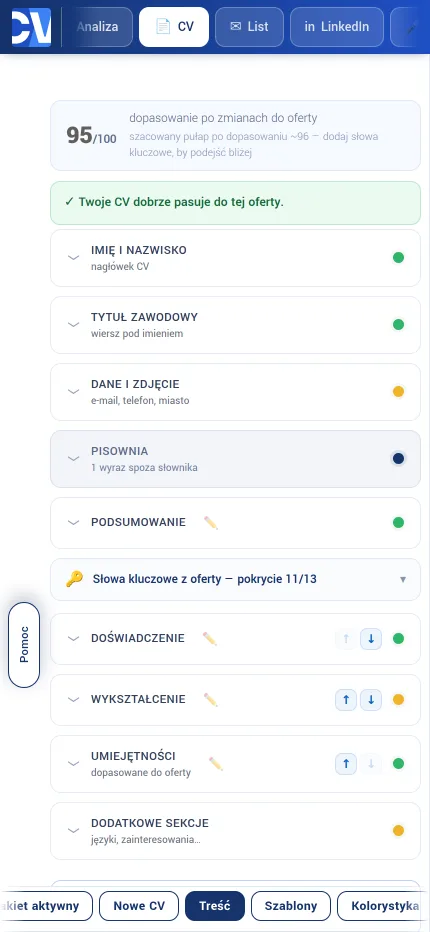 Edycja z dolnym paskiem