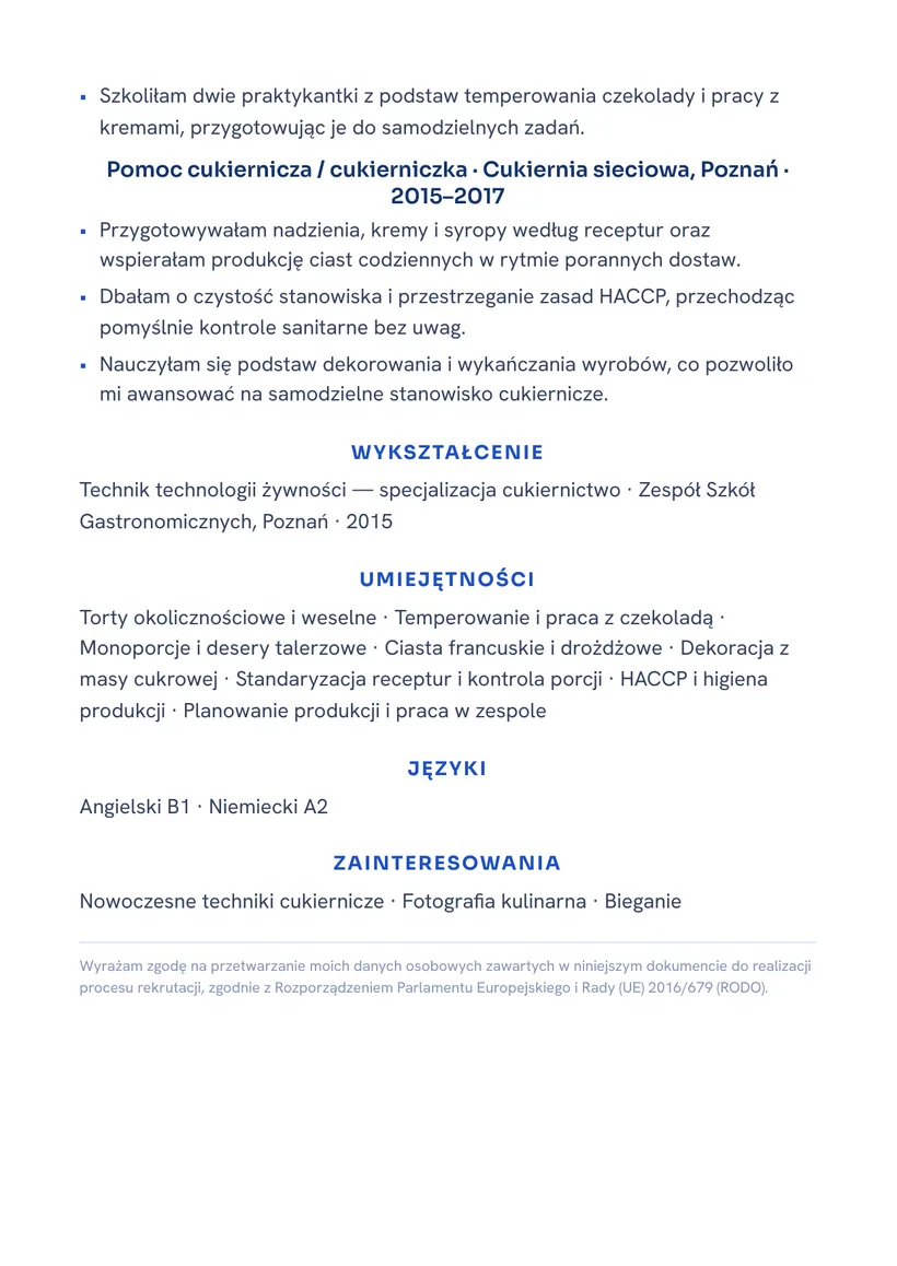 Wzór CV — Cukiernik — strona 2