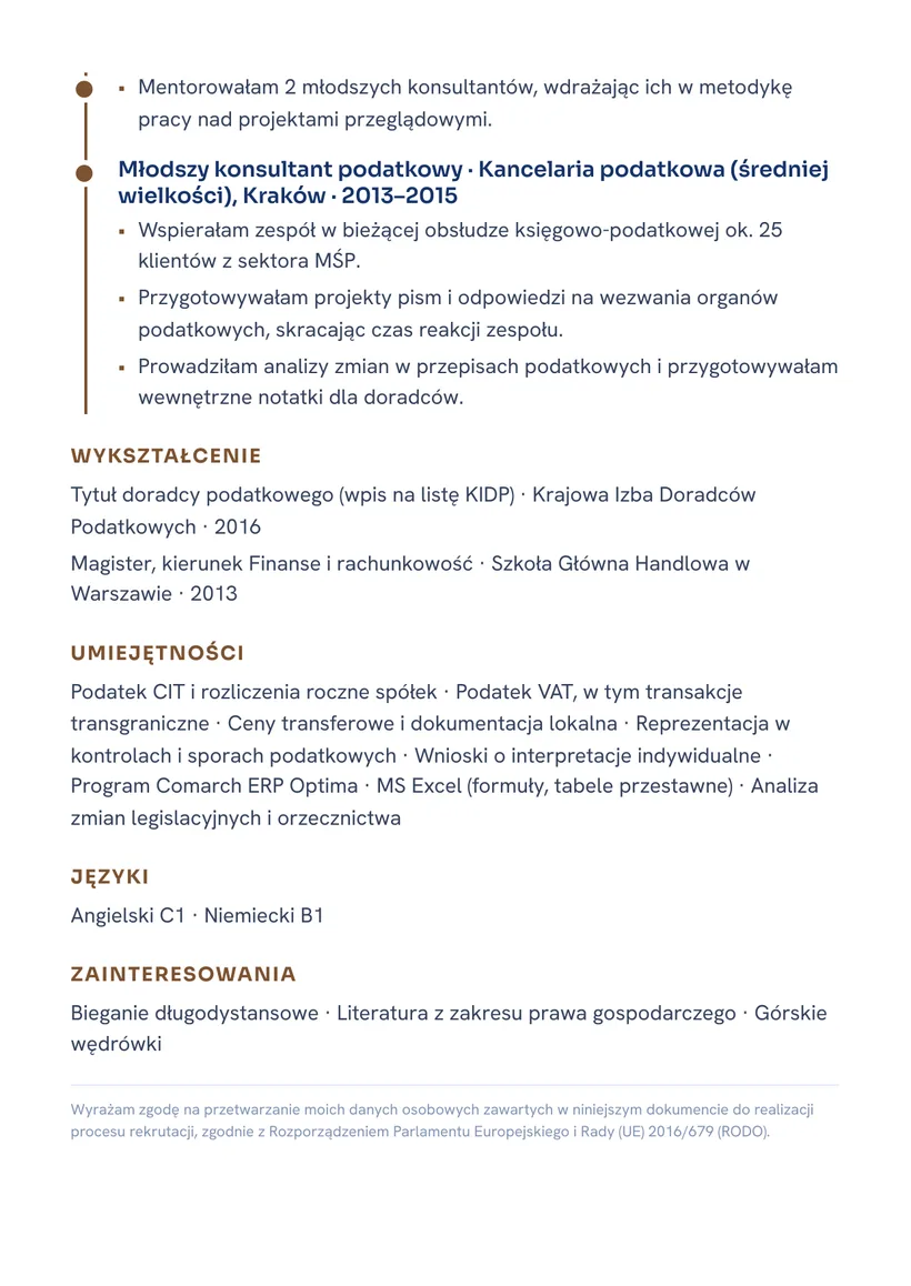 Wzór CV — Doradca podatkowy — strona 2