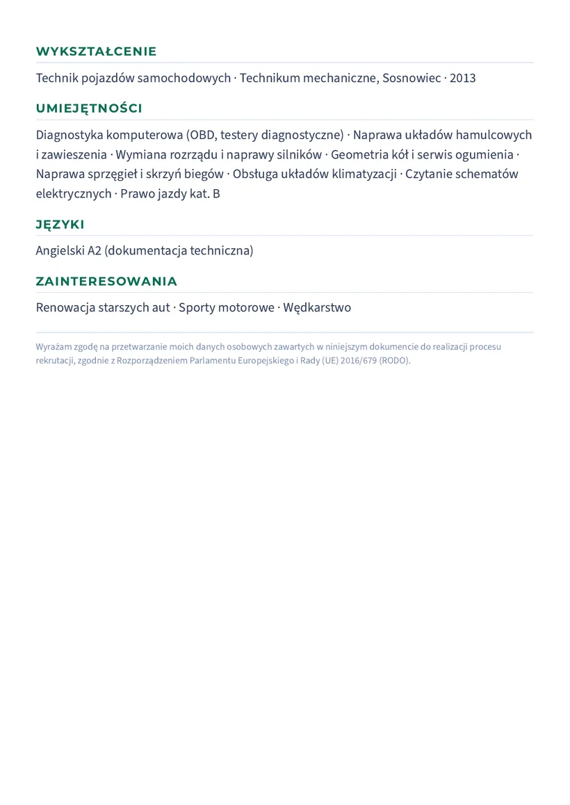 Wzór CV — Mechanik samochodowy — strona 2