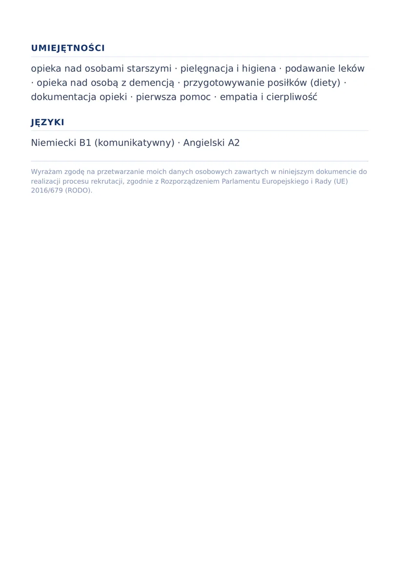 Wzór CV — Opiekunka osób starszych — strona 2