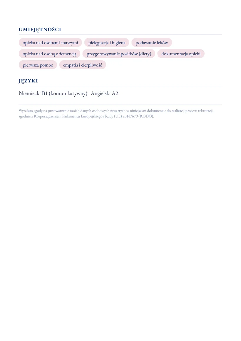 Wzór CV — Opiekunka osób starszych — strona 2