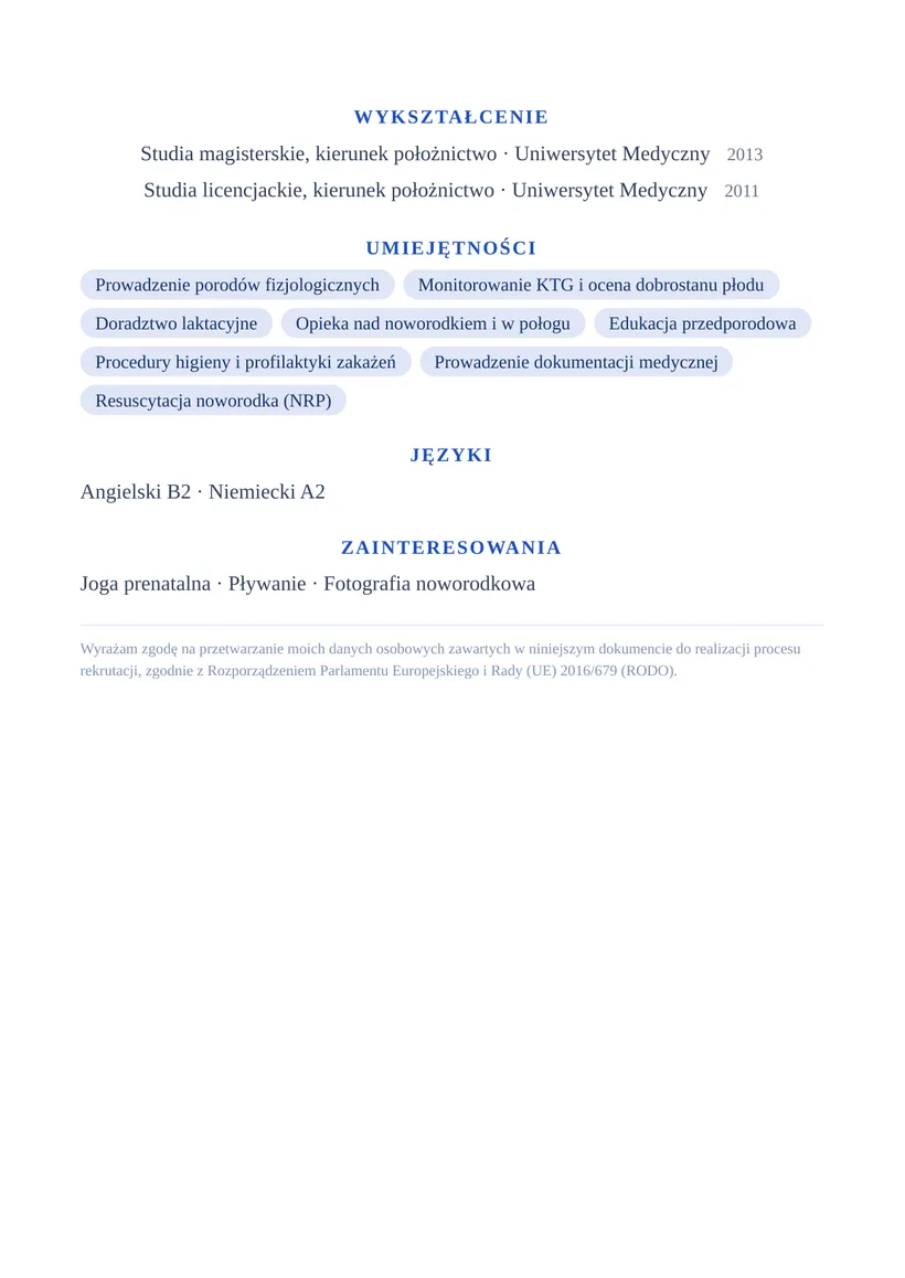 Wzór CV — Położna — strona 2