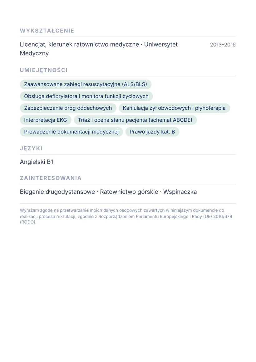 Wzór CV — Ratownik medyczny — strona 2